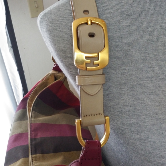 Authentic FENDI Canvas Striped Pequin Hobo in Multicolor - Picture 5 of 6